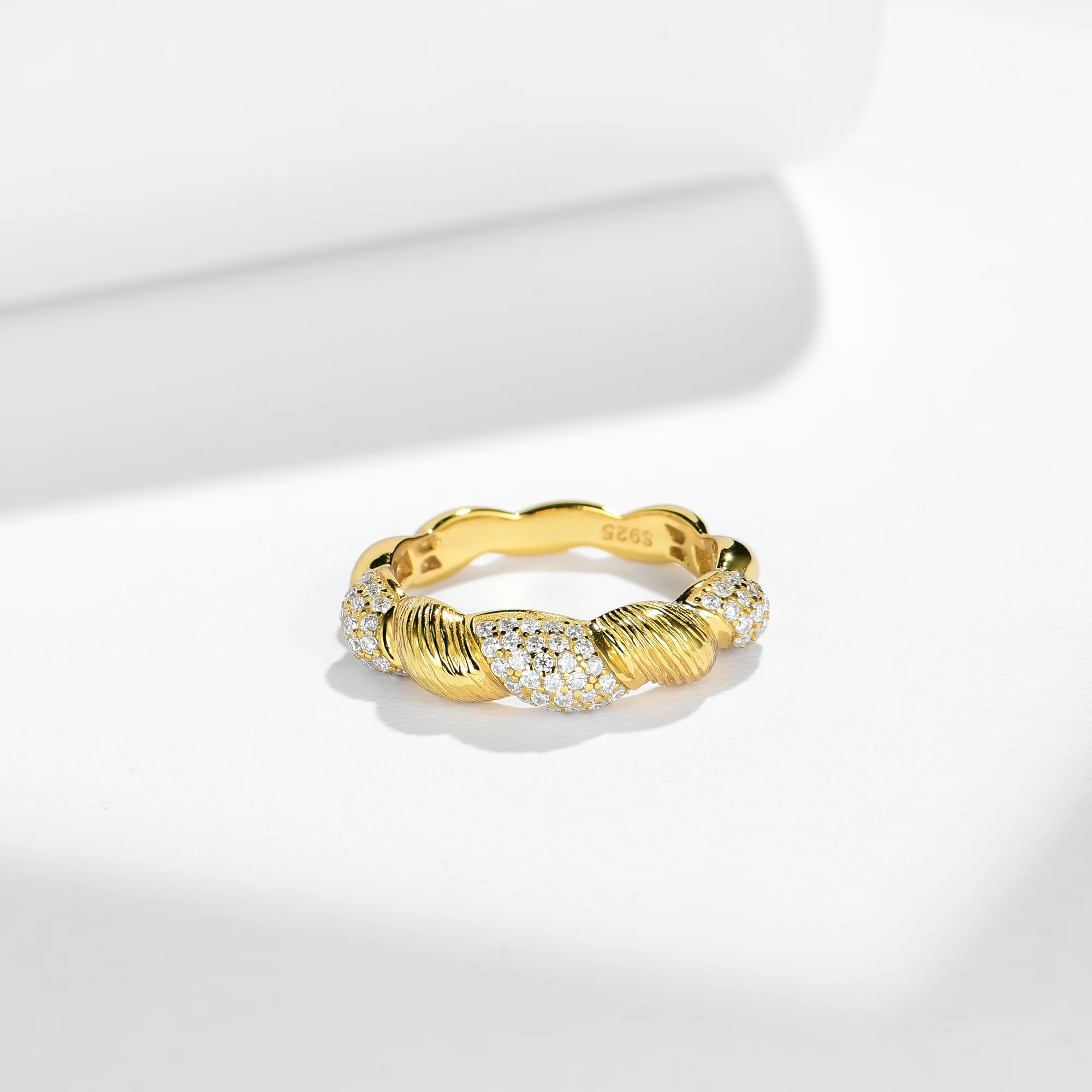 MOISSANITE BRAIDED ROPE ETERNITY BAND RING IN STERLING SILVER - Image 4