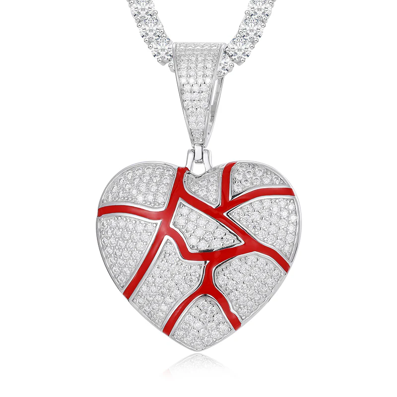 MOISSANITE BROKE HEART PENDANT NECKLACE IN STERLING SILVER - Image 4