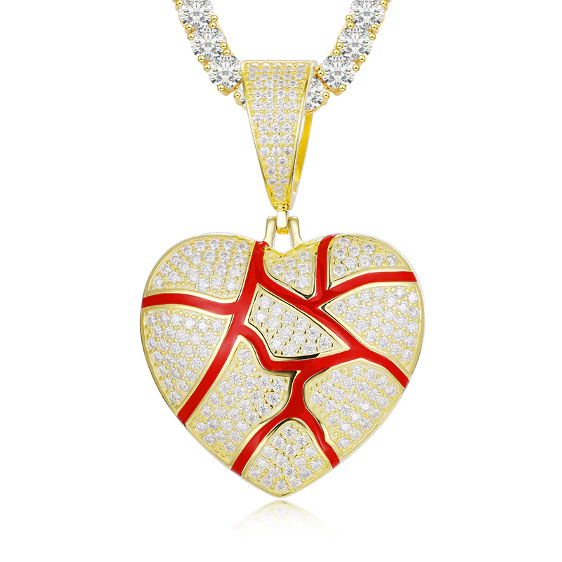 MOISSANITE BROKE HEART PENDANT NECKLACE IN STERLING SILVER - Image 5