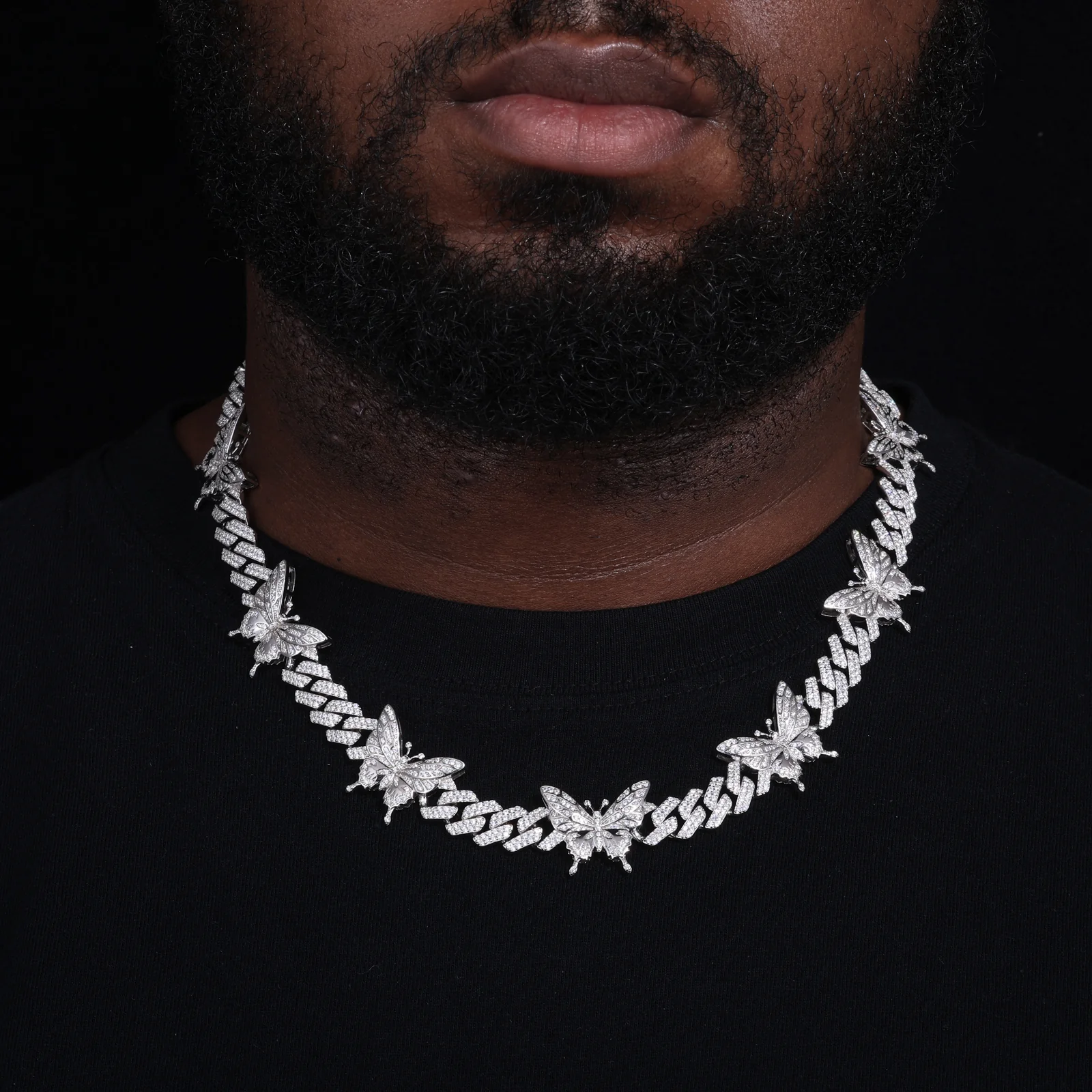 MOISSANITE BUTTERFLY CUBAN LINK CHAIN IN STERLING SILVER - Image 4