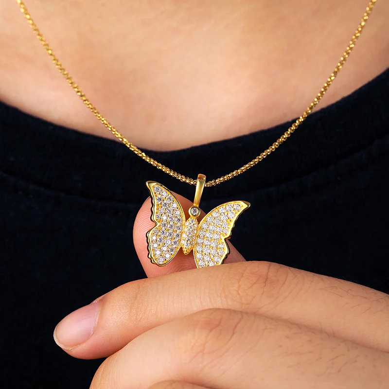 MOISSANITE BUTTERFLY PENDANT NECKLACE IN STERLING SILVER - Image 3