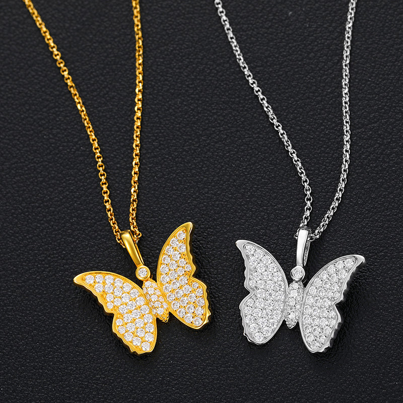 MOISSANITE BUTTERFLY PENDANT NECKLACE IN STERLING SILVER - Image 5