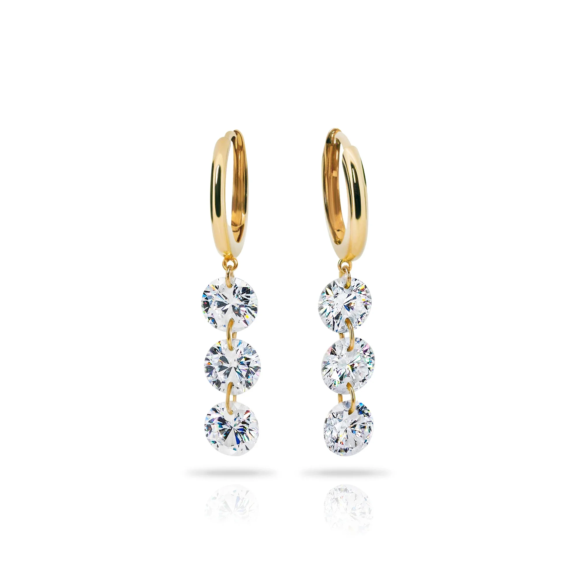 MOISSANITE CASCADING RADIANCE DROP EARRINGS IN SOLID GOLD - Image 4