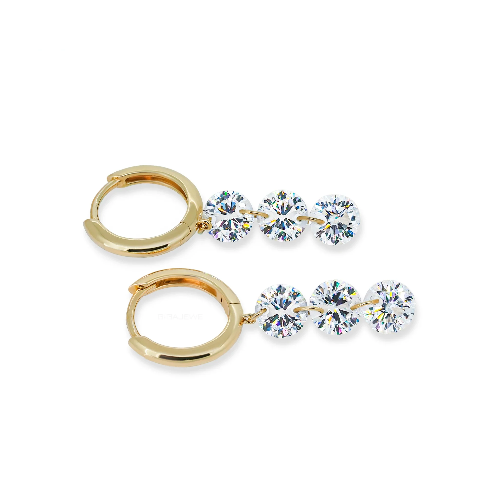 MOISSANITE CASCADING RADIANCE DROP EARRINGS IN SOLID GOLD - Image 5
