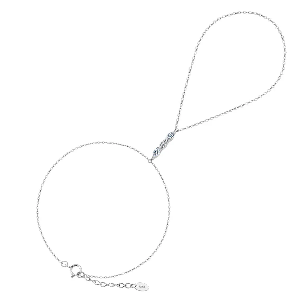 MOISSANITE CELESTE HAND HARNESS BRACELET IN STERLING SILVER - Image 6