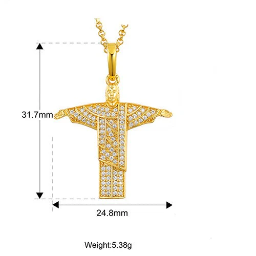MOISSANITE CHRIST THE REDEEMER PENDANT IN STERLING SILVER - Image 7