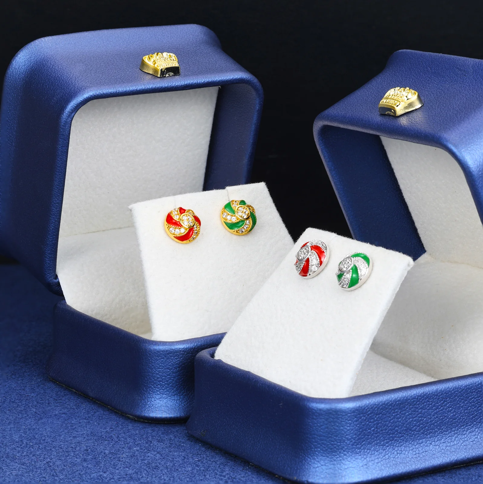 MOISSANITE CHRISTMAS CANDY EARRINGS IN STERLING SILVER - Image 3