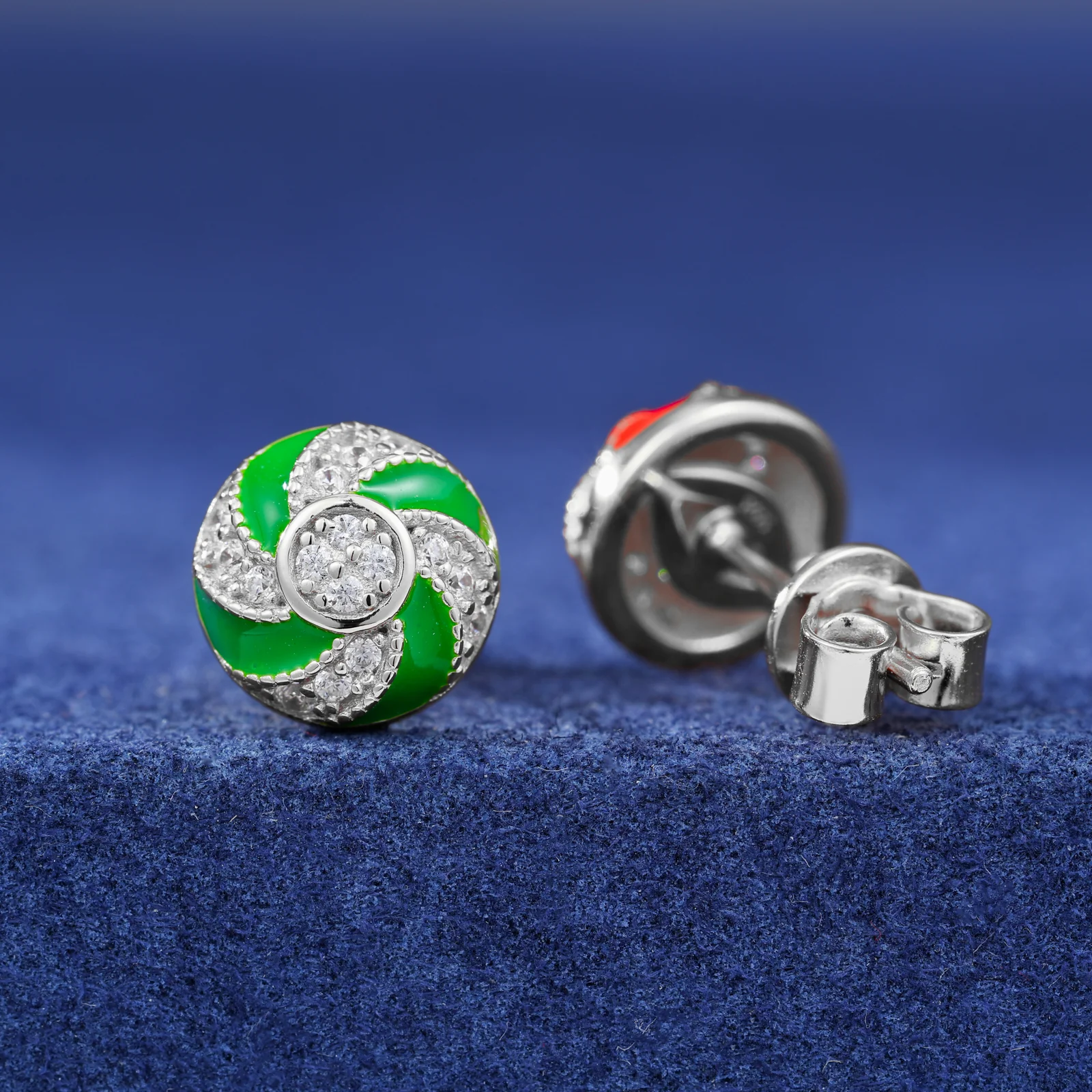 MOISSANITE CHRISTMAS CANDY EARRINGS IN STERLING SILVER - Image 4