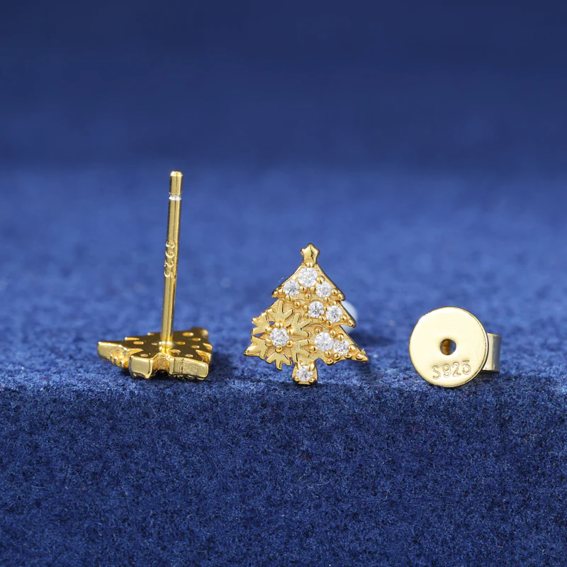 MOISSANITE CHRISTMAS TREE STUD EARRINGS IN STERLING SILVER - Image 3