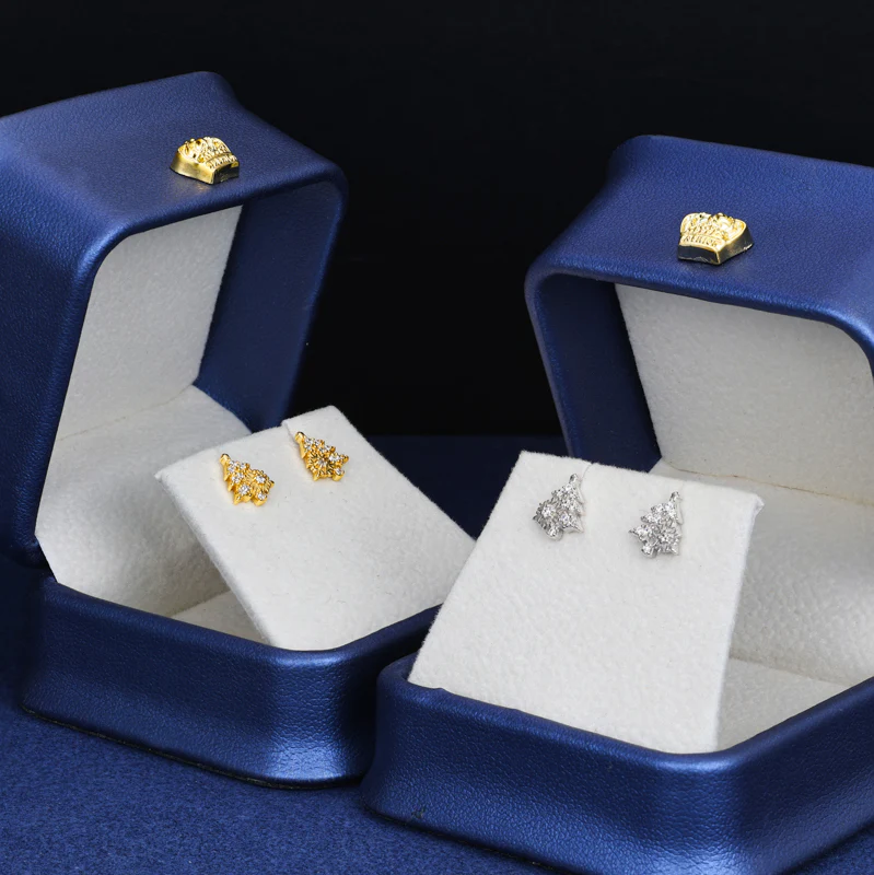 MOISSANITE CHRISTMAS TREE STUD EARRINGS IN STERLING SILVER - Image 4