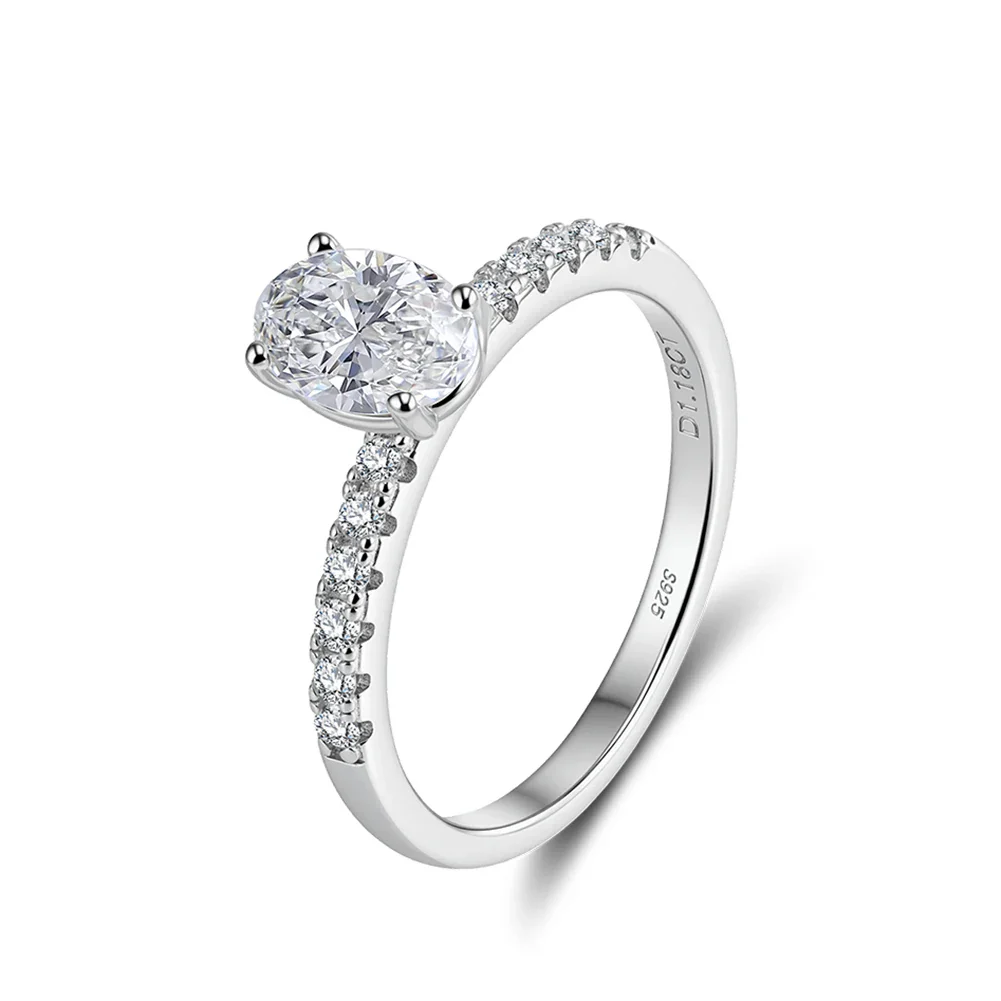 MOISSANITE CLASSIC OVAL PAVÉ RING IN STERLING SILVER - Image 4