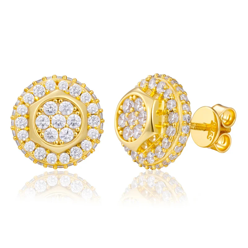 MOISSANITE CLUSTER HALO STUD EARRINGS IN STERLING SILVER - Image 7