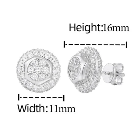 MOISSANITE CLUSTER HALO STUD EARRINGS IN STERLING SILVER - Image 8