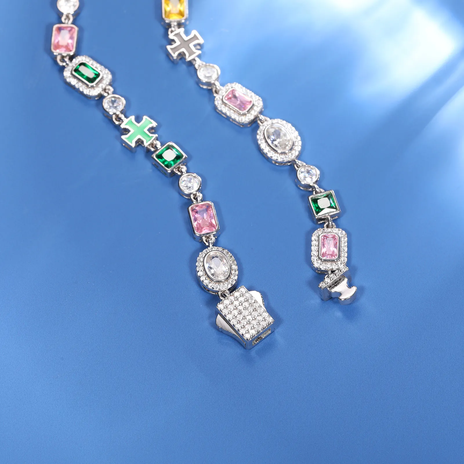 MOISSANITE CLUSTER TENNIS BRACELET IN STERLING SILVER - Image 3