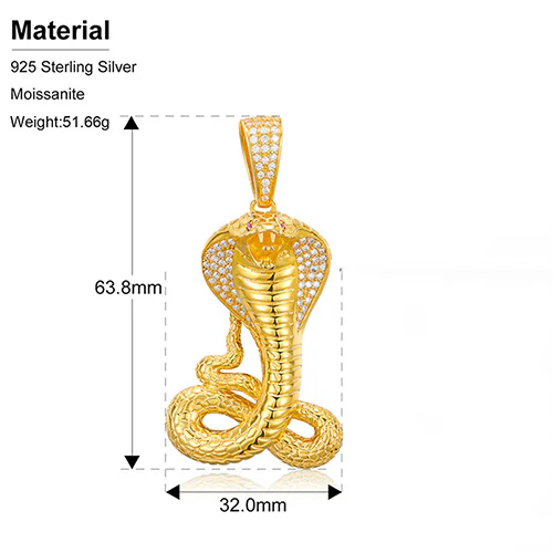 MOISSANITE COBRA PENDANT NECKLACE IN STERLING SILVER - Image 6