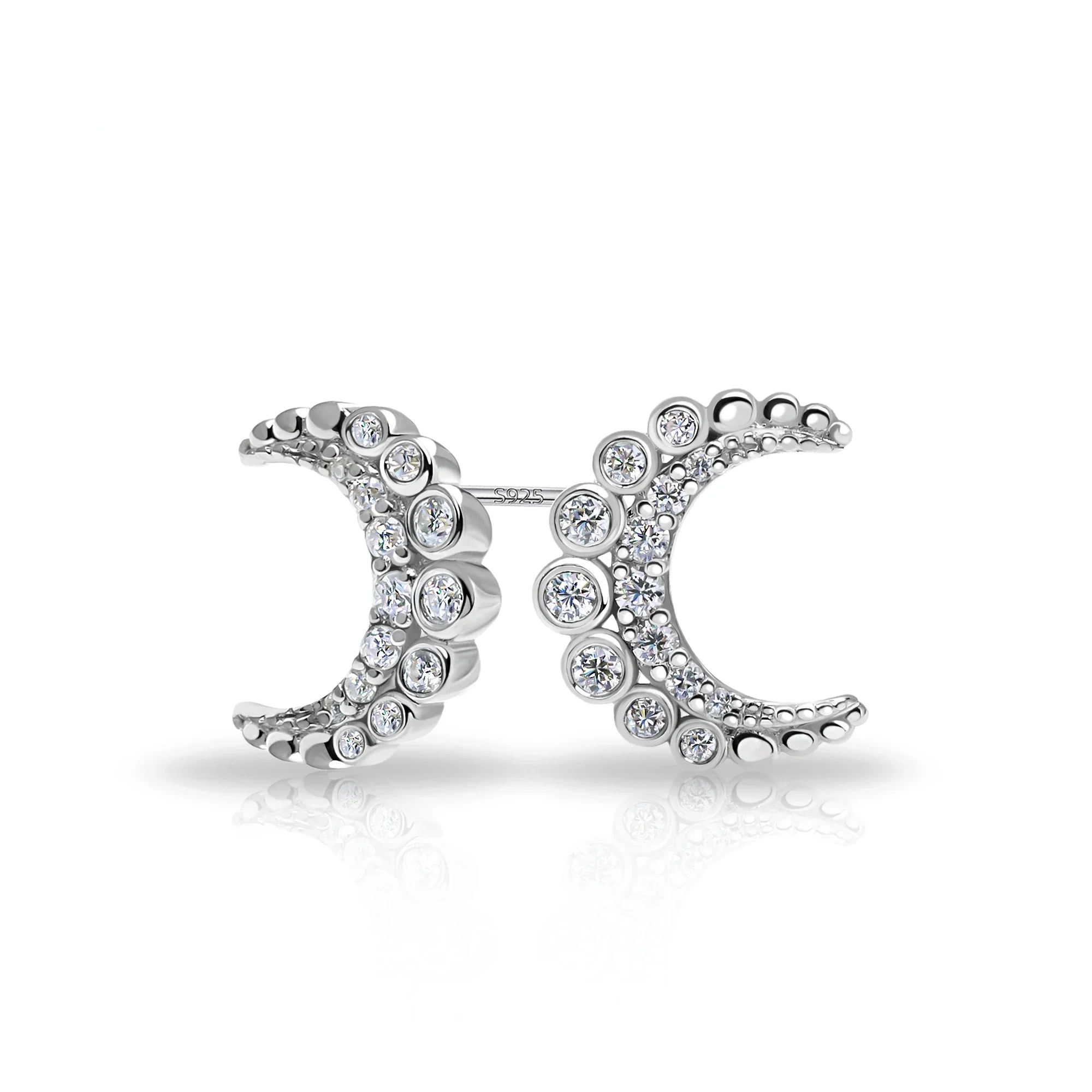 MOISSANITE CRESCENT MOON EARRINGS IN STERLING SILVER - Image 4