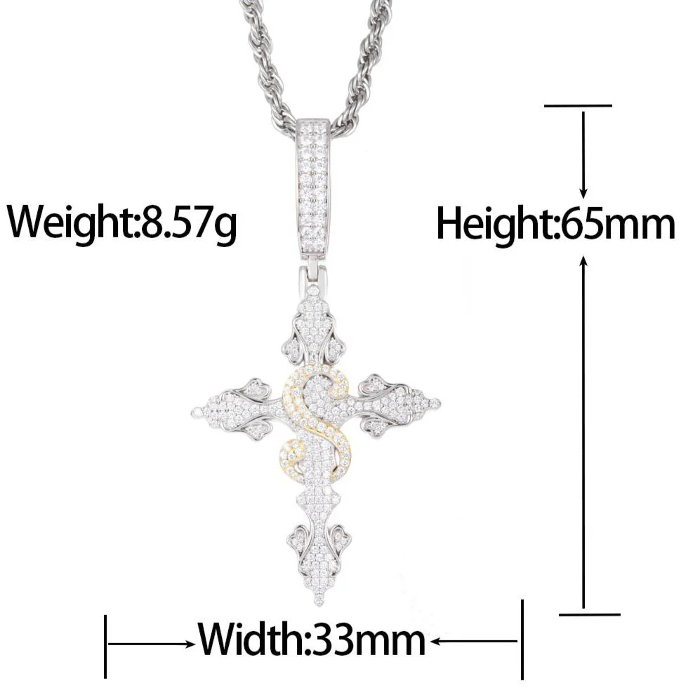 MOISSANITE CROSS DOLLAR PENDANT IN STERLING SILVER - Image 6