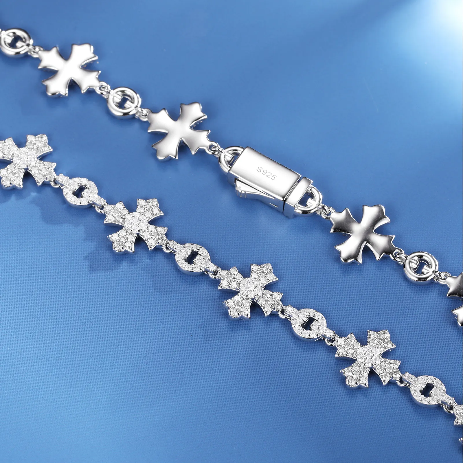 MOISSANITE CROSS LINK CHAIN NECKLACE IN STERLING SILVER - Image 3