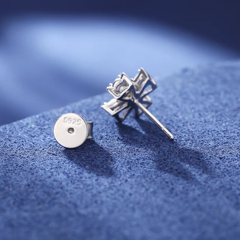 MOISSANITE CROSS STUD EARRINGS IN STERLING SILVER - Image 3