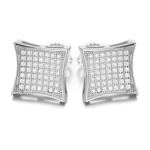 MOISSANITE CURVED SQUARE STUD EARRINGS IN STERLING SILVER - Image 3
