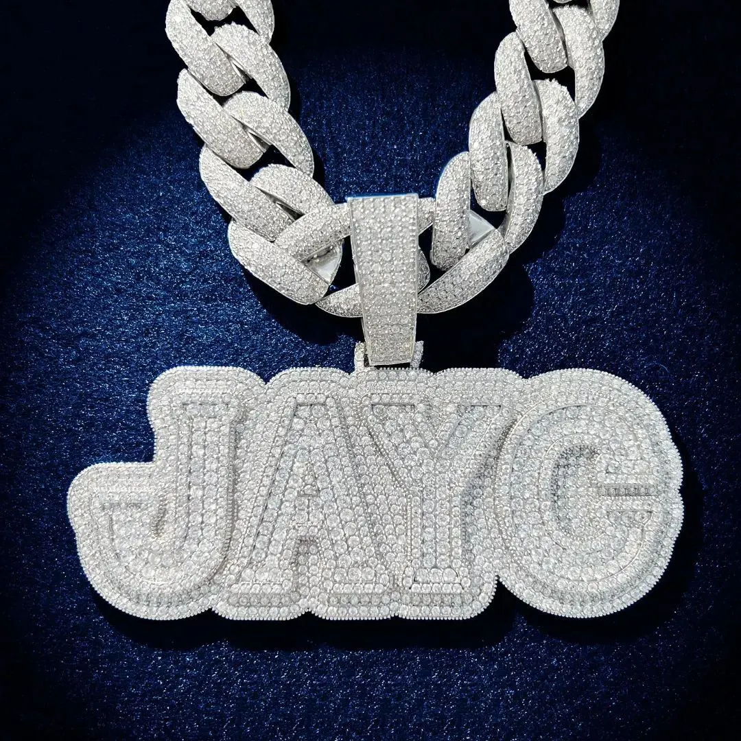 MOISSANITE CUSTOM LETTER NAME PENDANT IN STERLING SILVER - Image 4