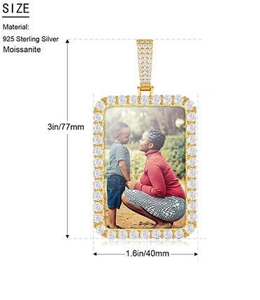 MOISSANITE CUSTOM PHOTO RECTANGLE PENDANT IN STERLING SILVER - Image 8