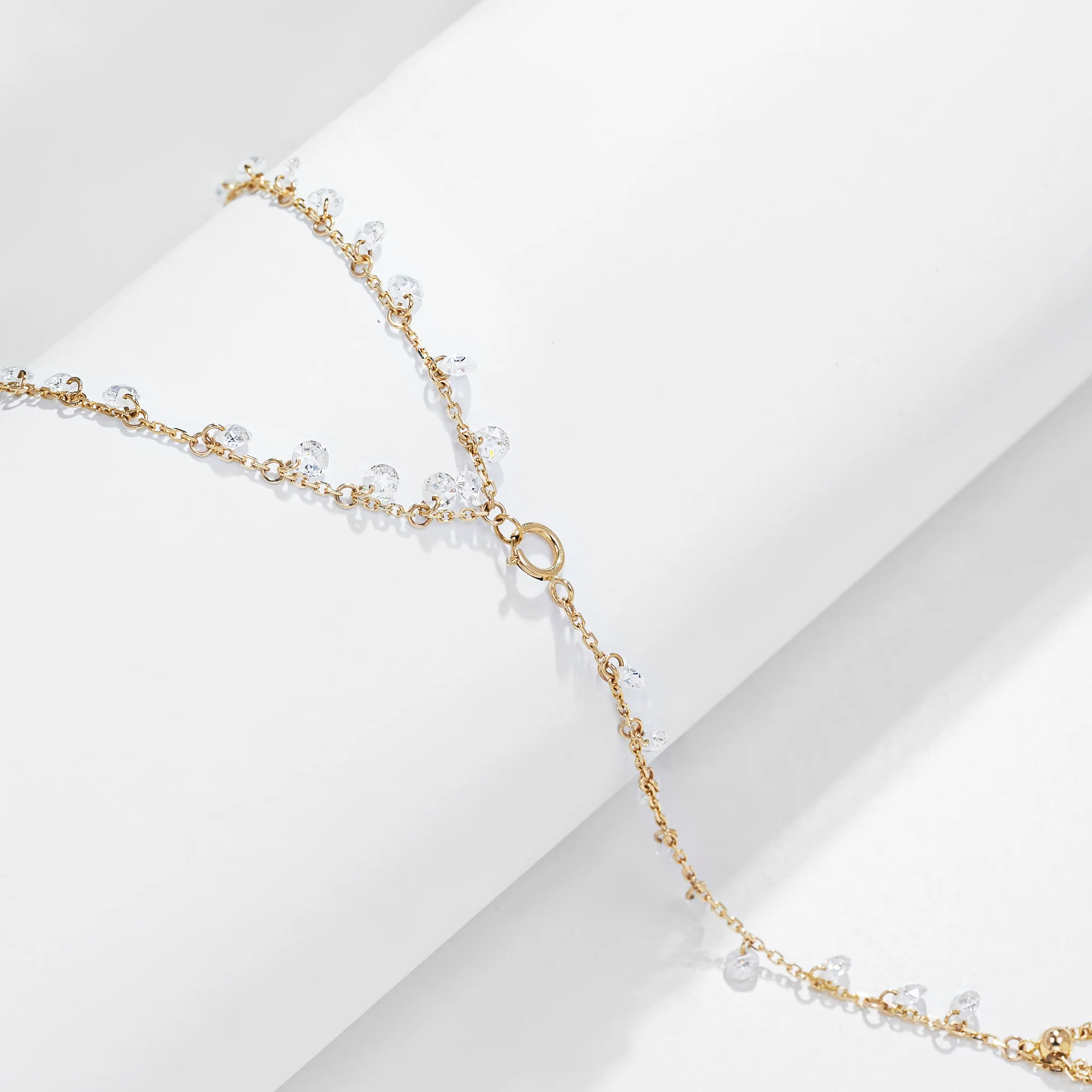 MOISSANITE DANGLE HAND HARNESS BRACELET IN SOLID GOLD - Image 3