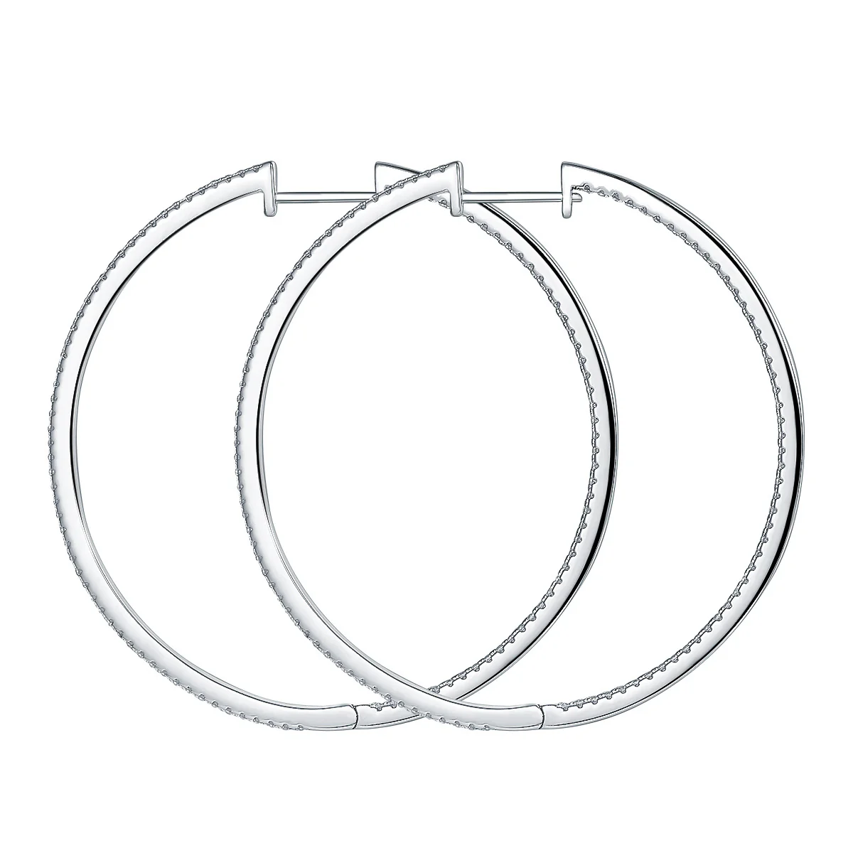 50MM MOISSANITE DAZZLING LARGE HOOP EARRINGS IN STERLING SILVER - Image 3