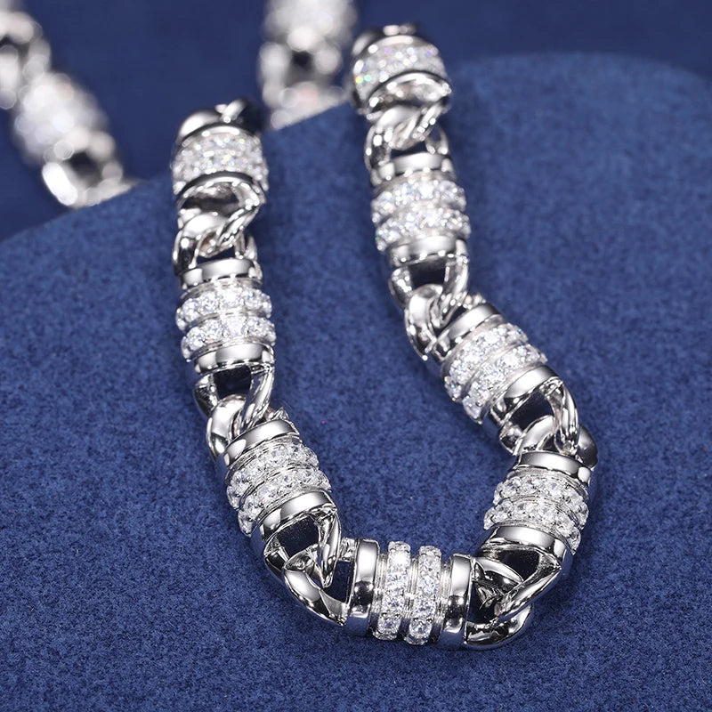 MOISSANITE DETACHABLE BARREL LINK CHAIN NECKLACE IN STERLING SILVER - Image 3