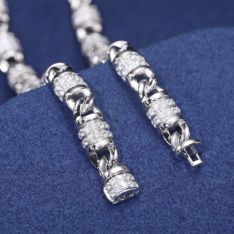 MOISSANITE DETACHABLE BARREL LINK CHAIN NECKLACE IN STERLING SILVER - Image 4