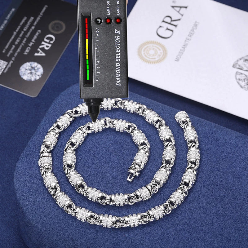 MOISSANITE DETACHABLE BARREL LINK CHAIN NECKLACE IN STERLING SILVER - Image 5