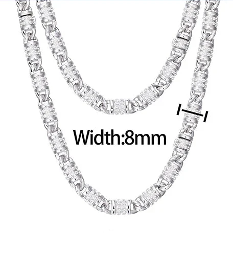 MOISSANITE DETACHABLE BARREL LINK CHAIN NECKLACE IN STERLING SILVER - Image 6