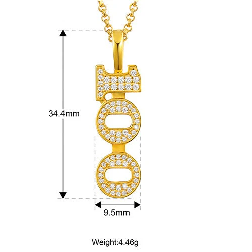 MOISSANITE DIAMOND 100 PENDANT IN STERLING SILVER - Image 7