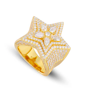 MOISSANITE DIAMOND 5 LAYER ICED OUT STAR RING - Image 5