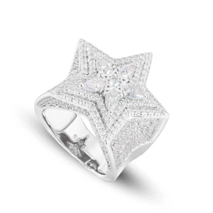 MOISSANITE DIAMOND 5 LAYER ICED OUT STAR RING - Image 6