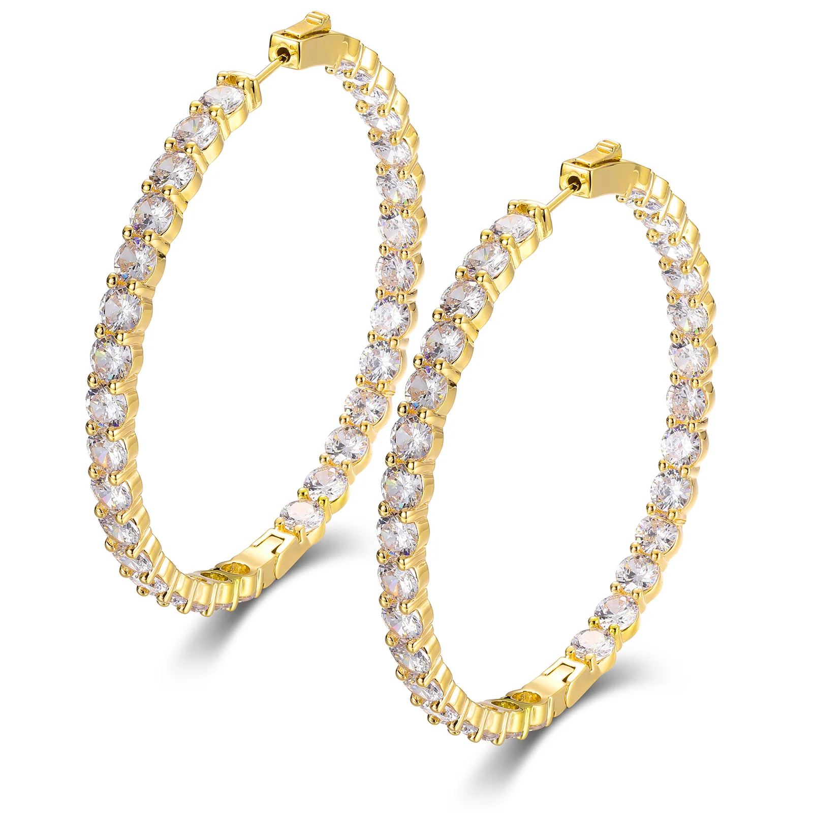 MOISSANITE DIAMOND 68MM BIG HOOP EARRINGS EARRINGS IN STERLING SILVER - Image 5