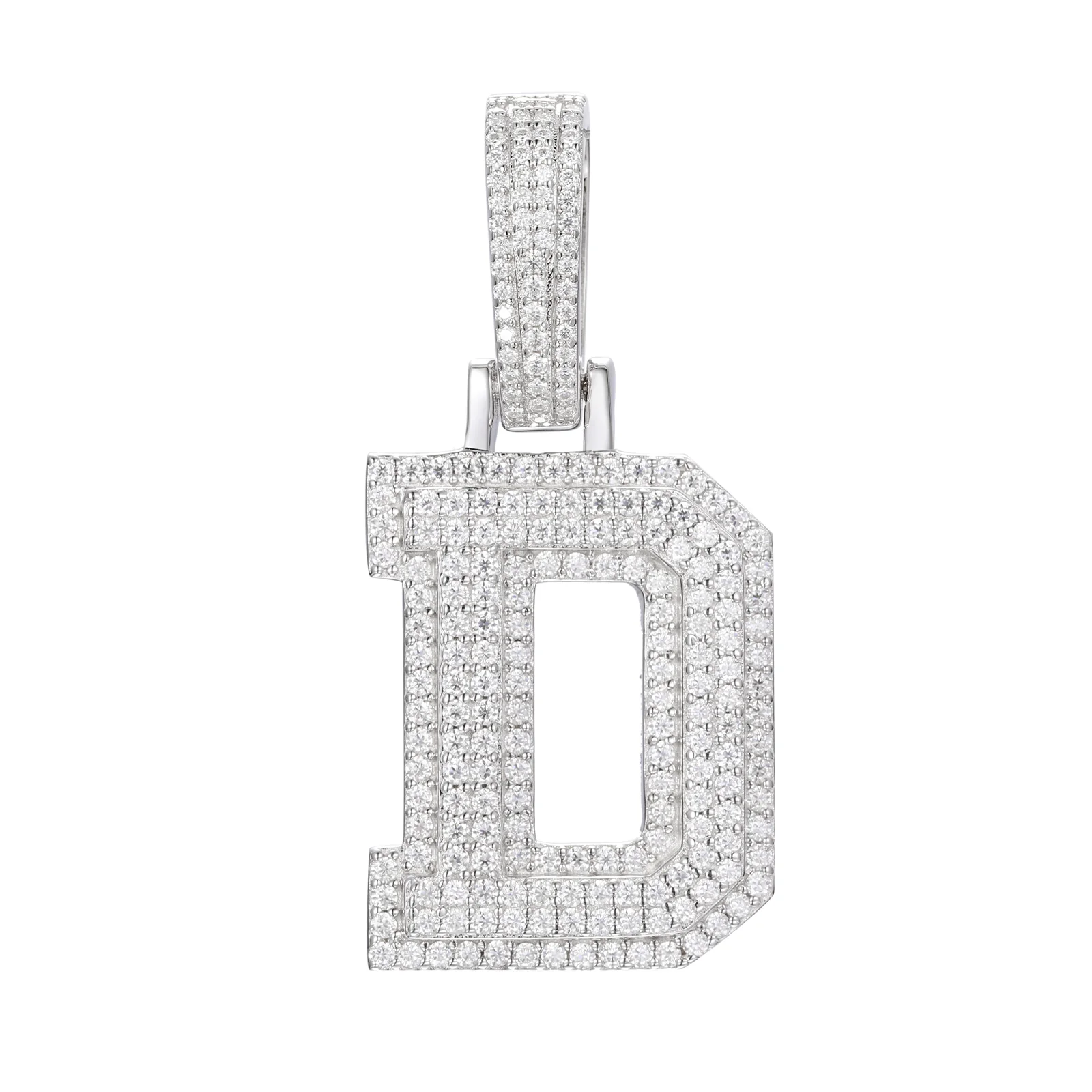 MOISSANITE DIAMOND A-Z INITIAL LETTER PENDANT IN STERLING SILVER - Image 10