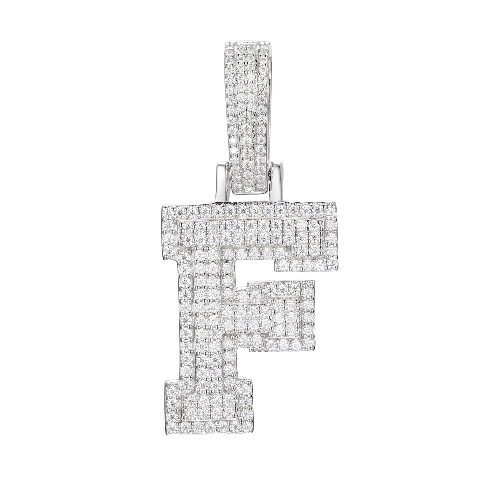 MOISSANITE DIAMOND A-Z INITIAL LETTER PENDANT IN STERLING SILVER - Image 12
