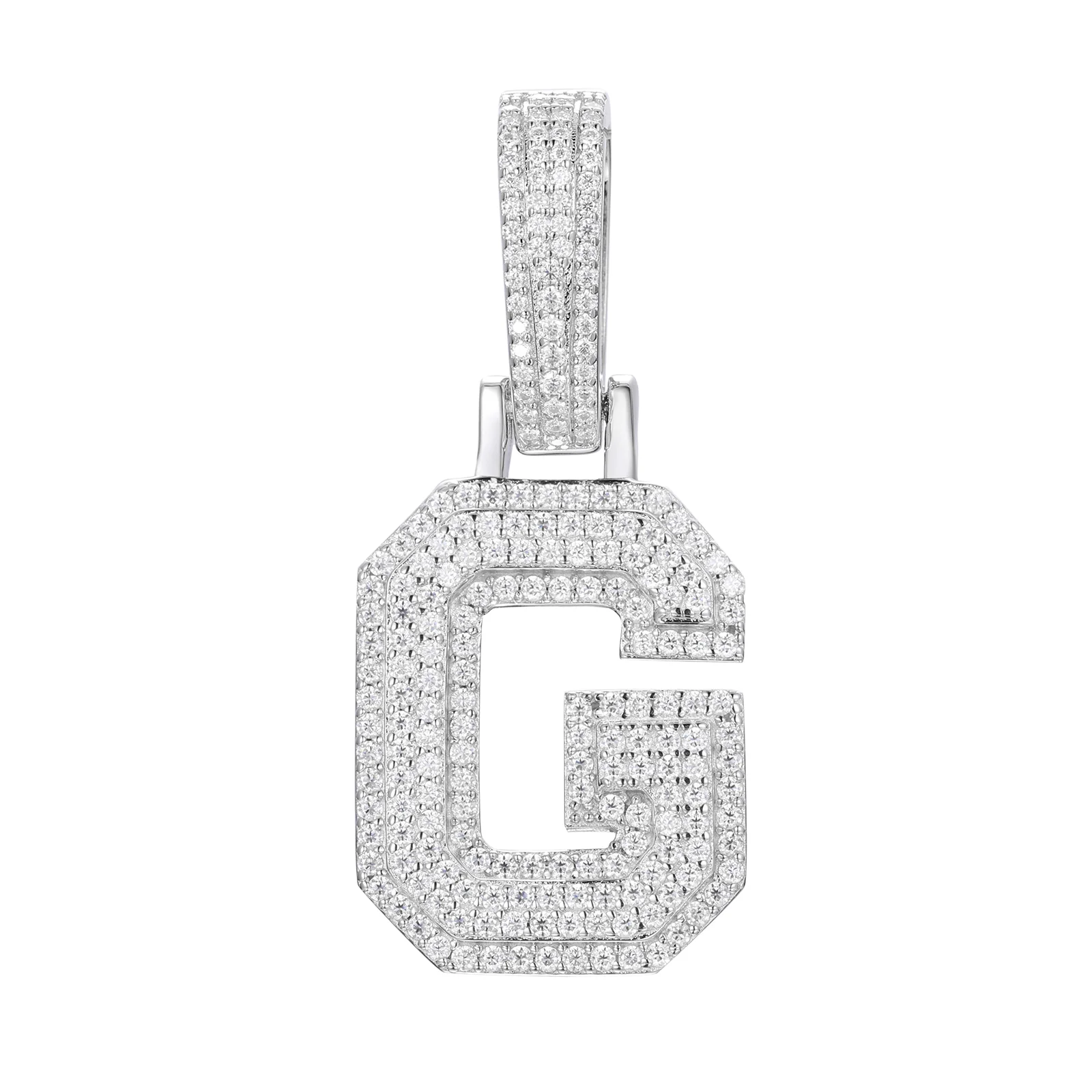 MOISSANITE DIAMOND A-Z INITIAL LETTER PENDANT IN STERLING SILVER - Image 13