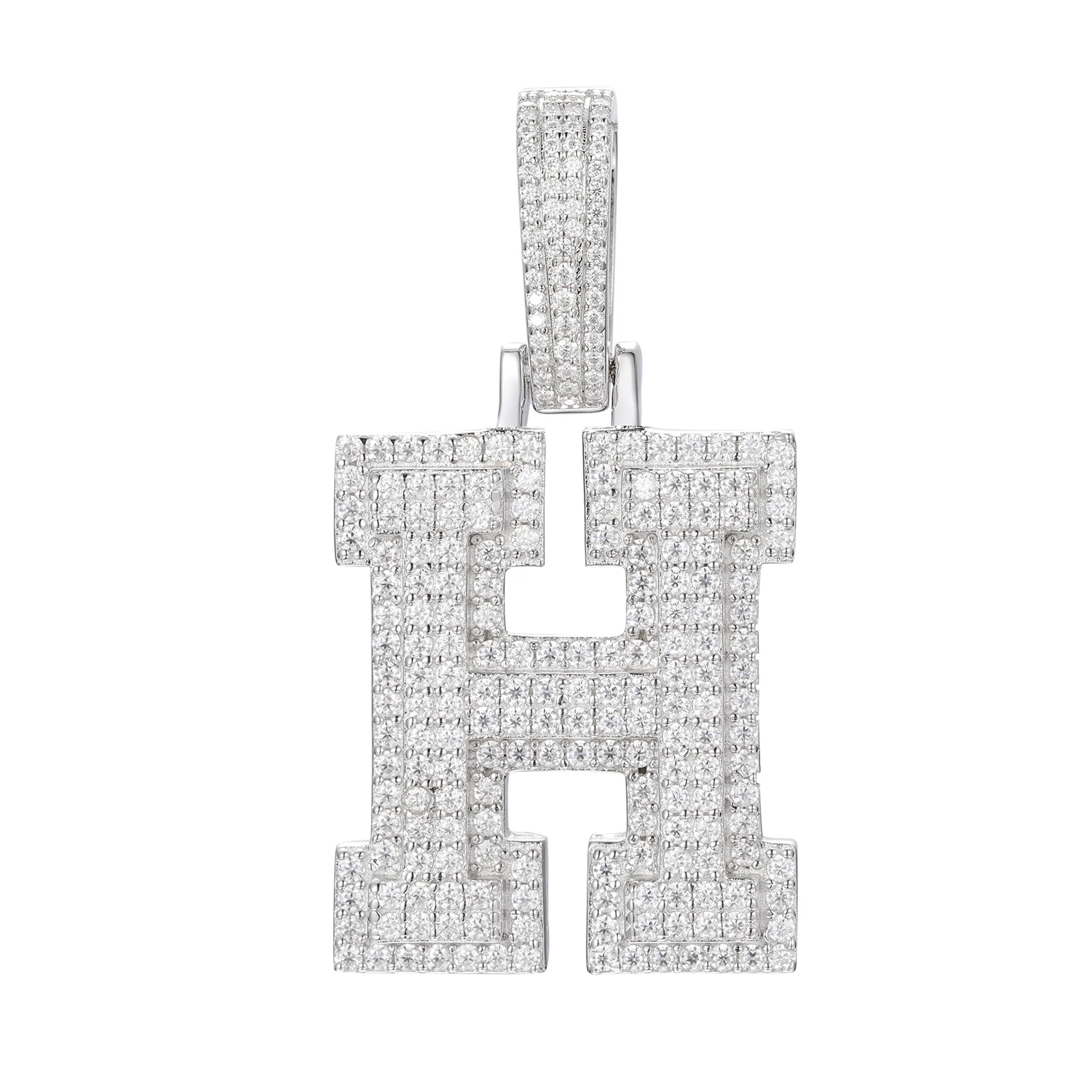 MOISSANITE DIAMOND A-Z INITIAL LETTER PENDANT IN STERLING SILVER - Image 14