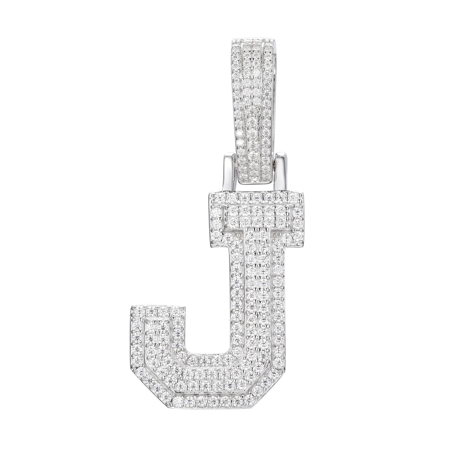 MOISSANITE DIAMOND A-Z INITIAL LETTER PENDANT IN STERLING SILVER - Image 16
