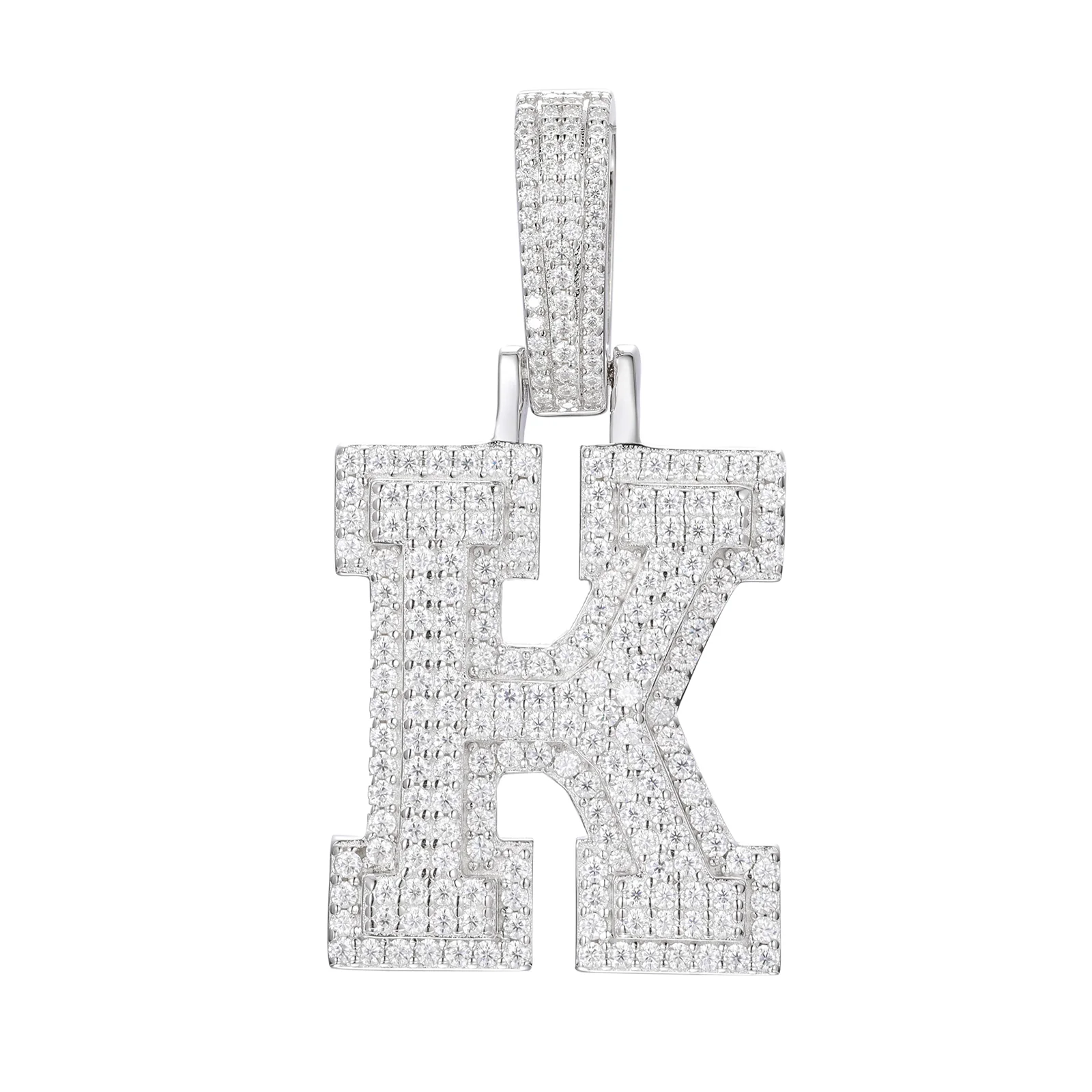MOISSANITE DIAMOND A-Z INITIAL LETTER PENDANT IN STERLING SILVER - Image 17