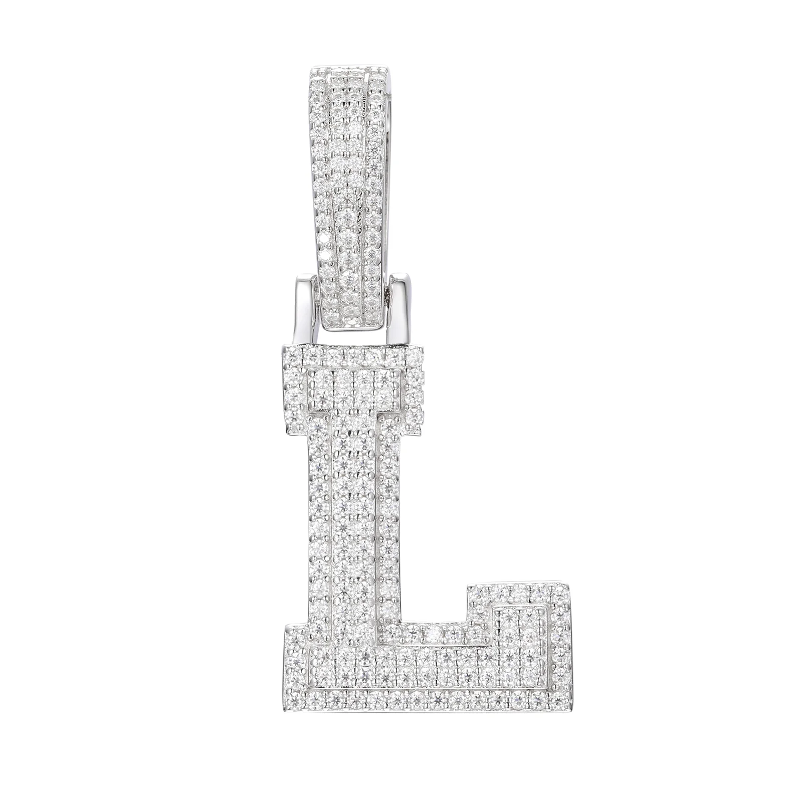 MOISSANITE DIAMOND A-Z INITIAL LETTER PENDANT IN STERLING SILVER - Image 18