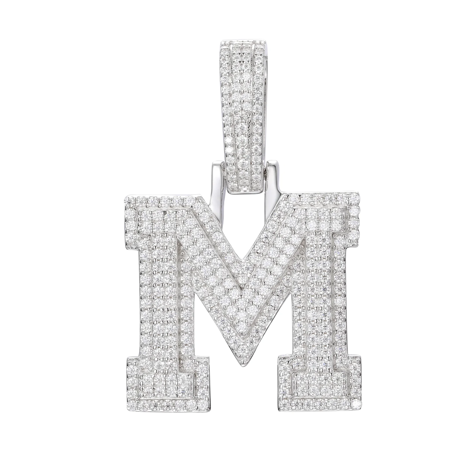 MOISSANITE DIAMOND A-Z INITIAL LETTER PENDANT IN STERLING SILVER - Image 19