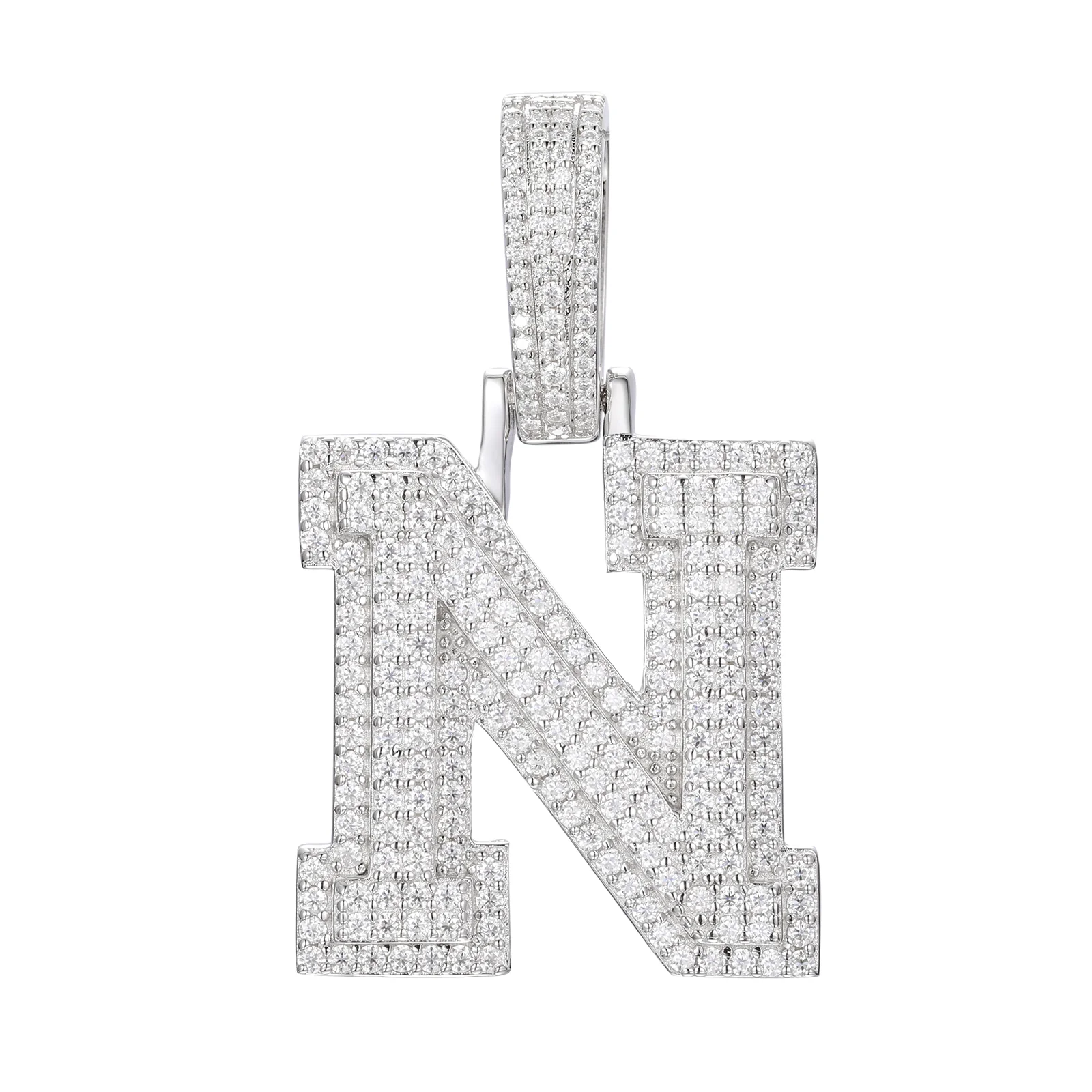 MOISSANITE DIAMOND A-Z INITIAL LETTER PENDANT IN STERLING SILVER - Image 20