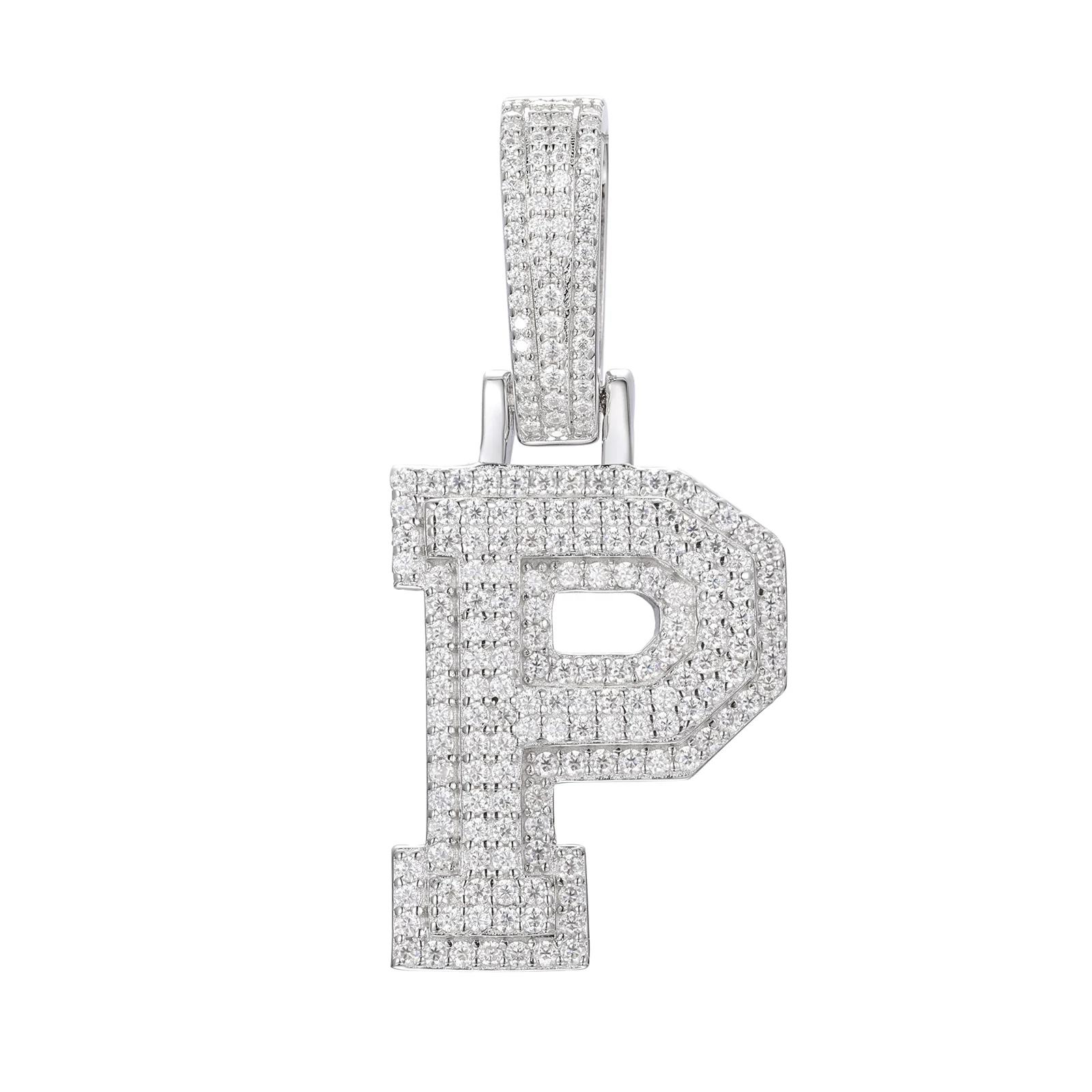 MOISSANITE DIAMOND A-Z INITIAL LETTER PENDANT IN STERLING SILVER - Image 22