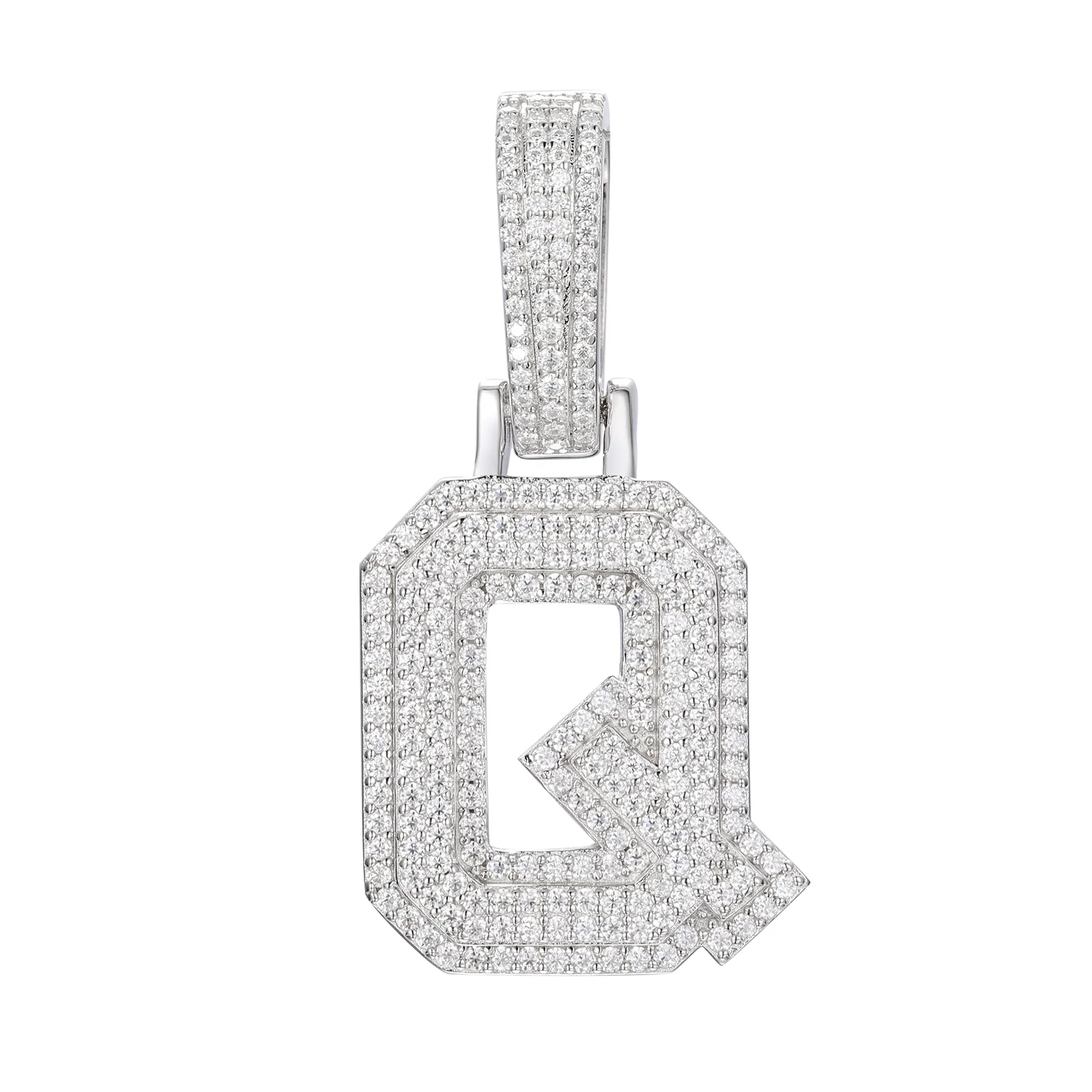 MOISSANITE DIAMOND A-Z INITIAL LETTER PENDANT IN STERLING SILVER - Image 23