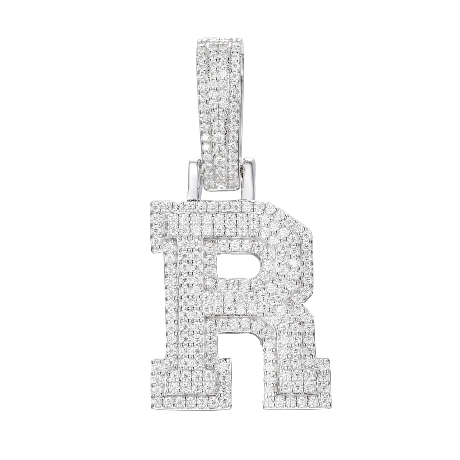 MOISSANITE DIAMOND A-Z INITIAL LETTER PENDANT IN STERLING SILVER - Image 24