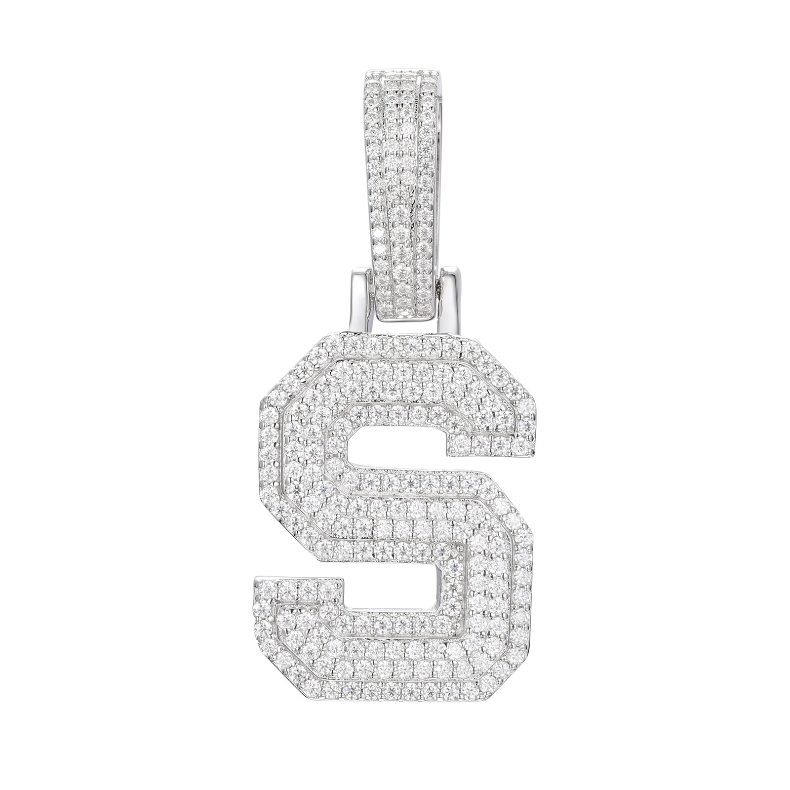 MOISSANITE DIAMOND A-Z INITIAL LETTER PENDANT IN STERLING SILVER - Image 25