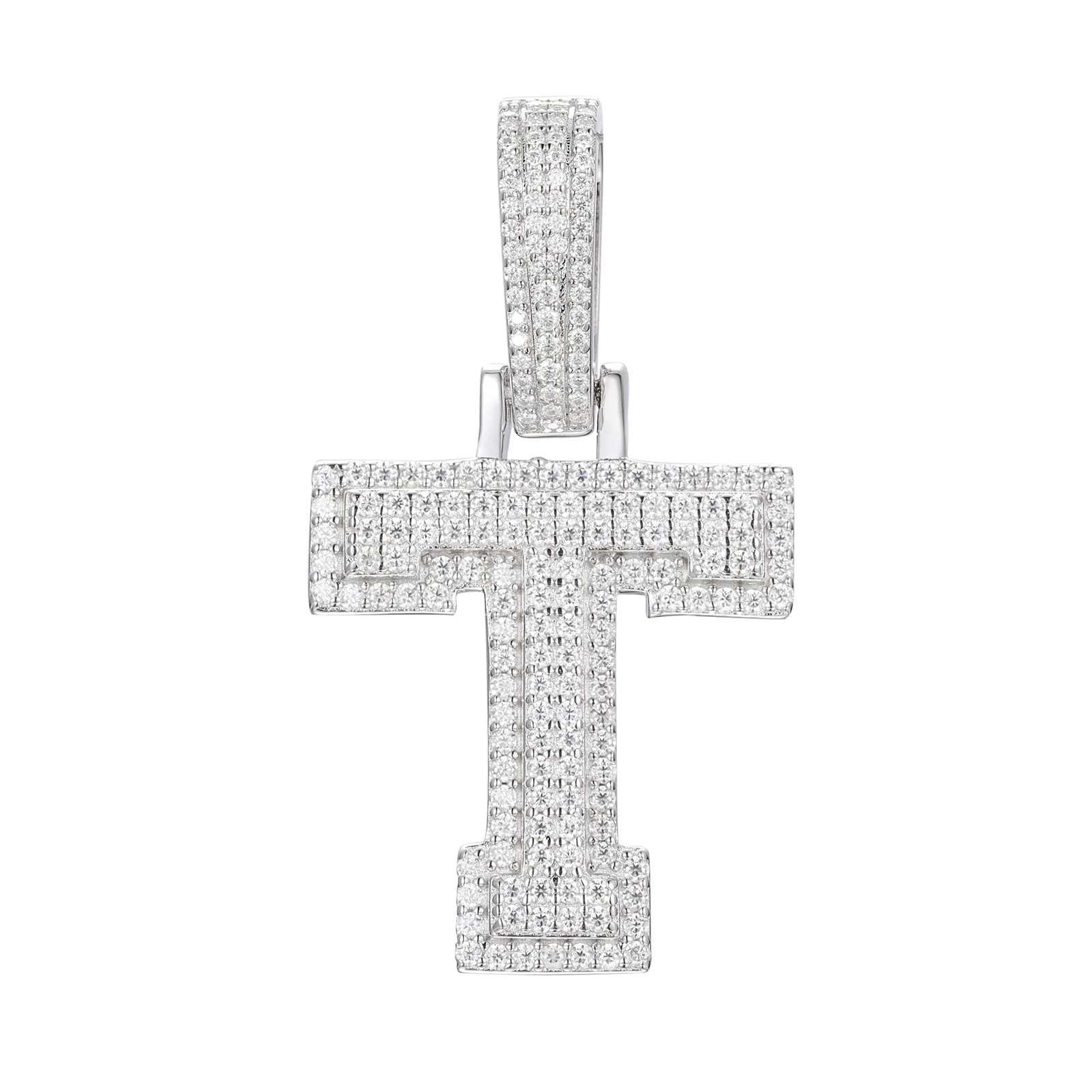 MOISSANITE DIAMOND A-Z INITIAL LETTER PENDANT IN STERLING SILVER - Image 26